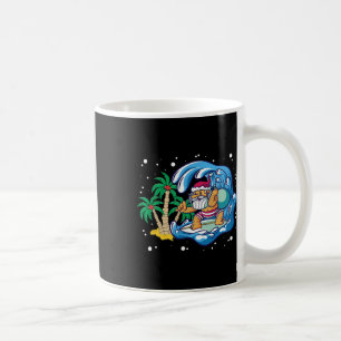 Caneca De Café Papai Noel de Verão Surfando Ondas de Praia Natal