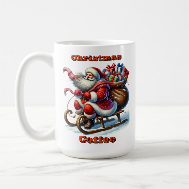 Caneca De Café Papai Noel Dirige Joyfull Um Leigh Com Presentes (Esquerda)