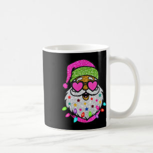 Caneca De Café Papai Noel Divertido Com Óculos De Sol Natal Rosa