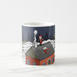 Caneca De Café Papai Noel e a pequena casa vermelha