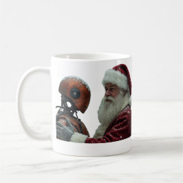 Caneca De Café Papai Noel e elfo robô