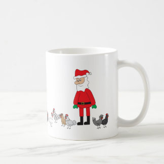 Caneca De Café Papai noel e galinhas