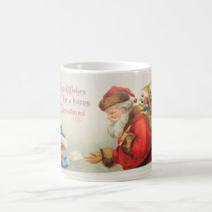 Caneca De Café Papai noel e Natal da nostalgia do vintage do