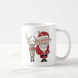 Caneca De Café Papai noel e Rudolph engraçados dos desenhos