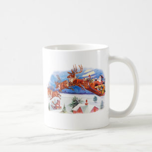 Caneca De Café Papai noel e sua rena do vôo