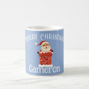 Caneca De Café Papai Noel em nome personalizado de chaminé Natal