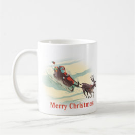 Caneca De Café Papai Noel em Reindeer Sleigh