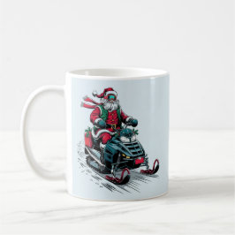 Caneca De Café Papai Noel em um moto de neve
