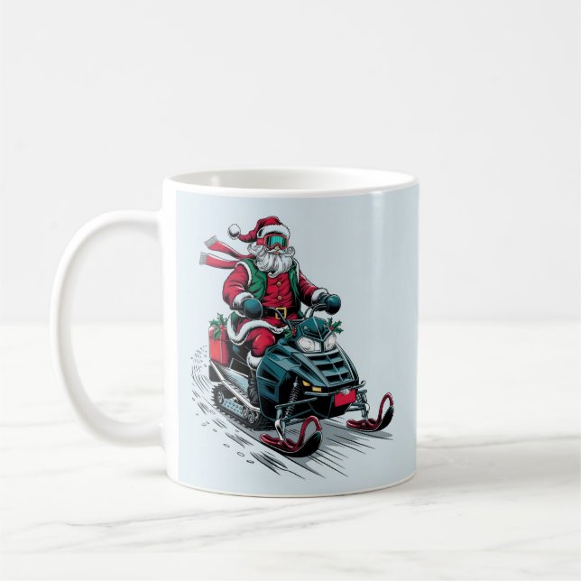Caneca De Café Papai Noel em um moto de neve (Esquerda)