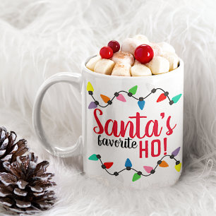 Caneca De Café Papai Noel engraçado ajudante luzes de Natal