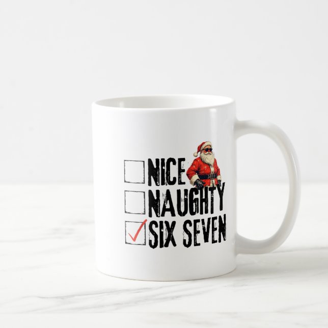 Caneca De Café Papai Noel Engraçado Bonito Travesso Seis Sete Mem (Direita)