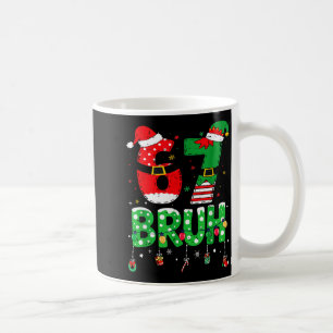 Caneca De Café Papai Noel Engraçado Elfo 67 Bruh Meme de Natal Se