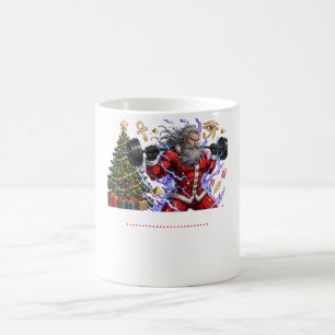 Caneca De Café Papai Noel Engraçado na Academia Levantando Pesos