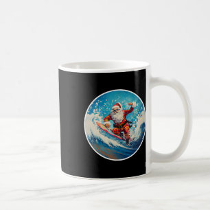 Caneca De Café Papai Noel Engraçado Surfando Em Prancha de Surfe