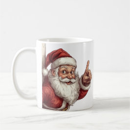 Caneca De Café Papai Noel espreitando atrás de uma ilustração na