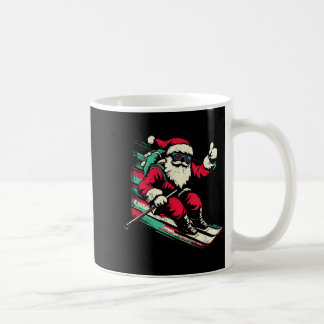 Caneca De Café Papai Noel Esquiando - Esporte de Inverno de Natal