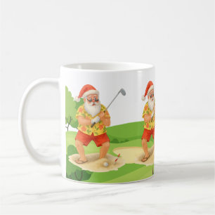 Caneca De Café Papai Noel está jogando golfe no Natal em julho
