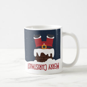 Caneca De Café Papai Noel está preso na chaminé