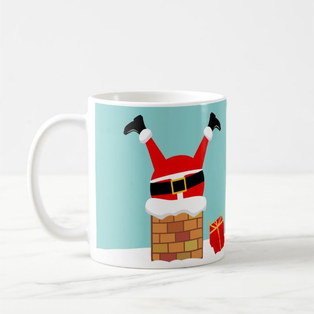 Caneca De Café Papai Noel ficou preso na chaminé no telhado (Esquerda)