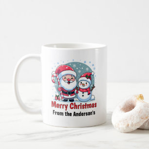 Caneca De Café Papai Noel Fofo e Boneco de Neve Natal Personaliza