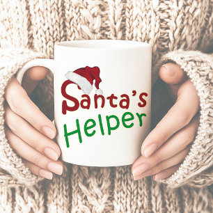 Caneca De Café Papai noel Helper Hat Typografia Natal