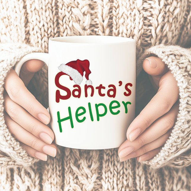 Caneca De Café Papai noel Helper Hat Typografia Natal (Santa's Helper Hat Typography Christmas Coffee Mug)