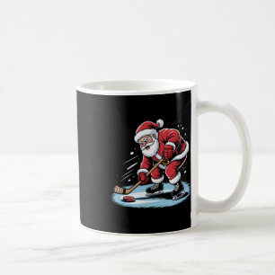 Caneca De Café Papai Noel joga hóquei no gelo Natal engraçado Esp