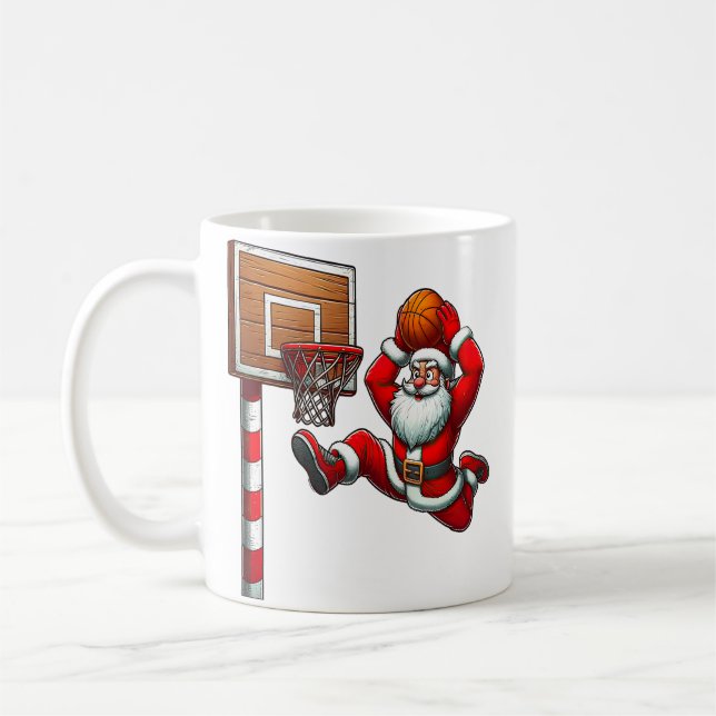 Caneca De Café Papai Noel Jogador de Basquete Natal (Esquerda)