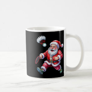 Caneca De Café Papai Noel Jogando Badminton Natal Esportivo Diver
