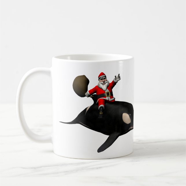 Caneca De Café Papai Noel montado em uma orca (Esquerda)