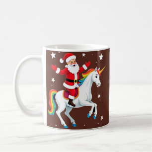 Caneca De Café Papai Noel Montado Unicórnio Natal Meninas Mulhere