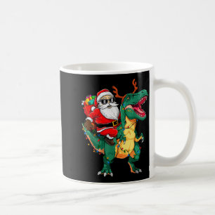 Caneca De Café Papai Noel Montando Dinossauro T Rex Natal Diverti