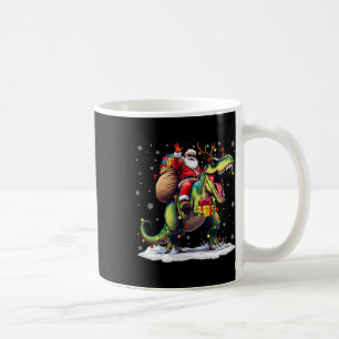 Caneca De Café Papai Noel montando dinossauro T Rex Natal Meninos