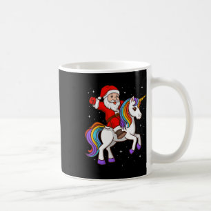 Caneca De Café Papai Noel Montando Unicórnio Místico Animal Natal
