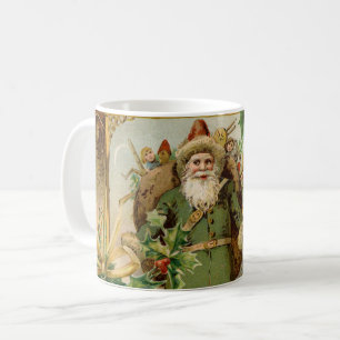 Caneca De Café Papai Noel Natal Antiquado Bela Arte