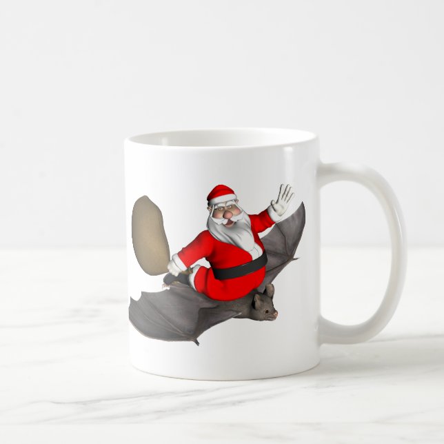 Caneca De Café Papai Noel No Bat Voador (Direita)