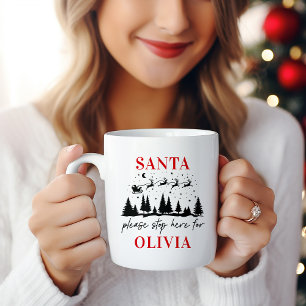 Caneca De Café Papai Noel, por favor pare aqui para o Natal tradi