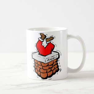 Caneca De Café Papai Noel Preso Em Chaminé