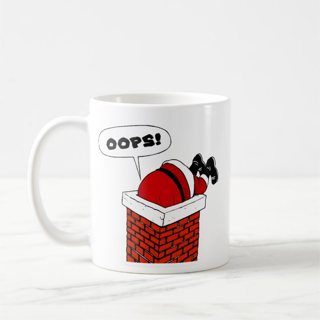 Caneca De Café Papai Noel Preso na Chaminé (Esquerda)