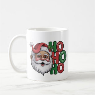 Caneca De Café Papai Noel Preto Glitter Divertido Vintage Retro H