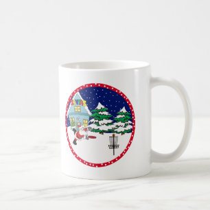 Caneca De Café Papai noel que joga o golfe do disco