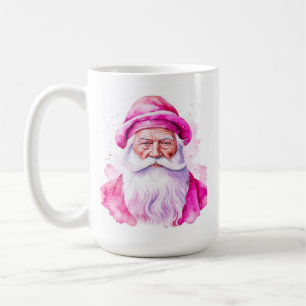 Caneca De Café Papai Noel Rosa Personalizado e Natal de Boneco de
