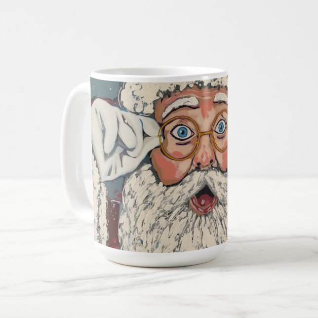 Caneca De Café Papai Noel Surpreso (Frente Esquerda)
