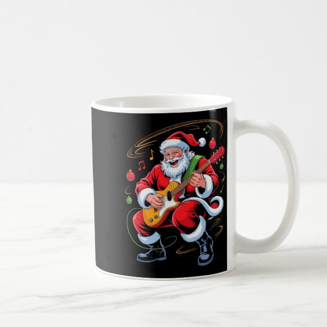 Caneca De Café Papai Noel Tocando Violão Festa Divertida de Natal (Direita)