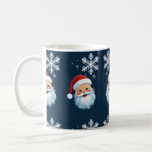 Caneca De Café Papai Noel Vintage Fofo e Flocos de Neve Festivo H