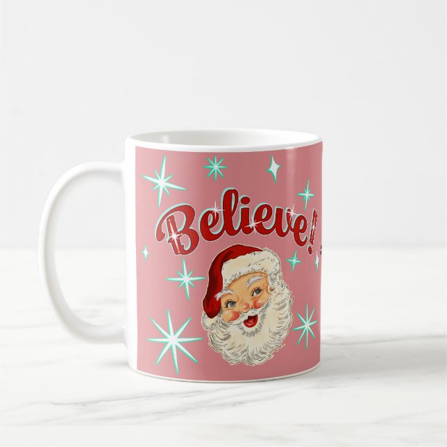 Caneca De Café Papai Noel Vintage Nº 6 - Acredite (Esquerda)