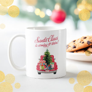 Caneca De Café Papai Noel Virá Para O Caminhão Vermelho