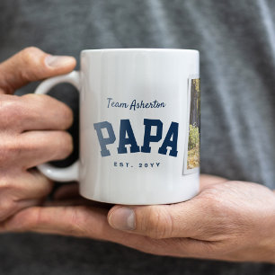 Caneca De Café Papai uma foto esportiva azul marinho Dia dos Pais