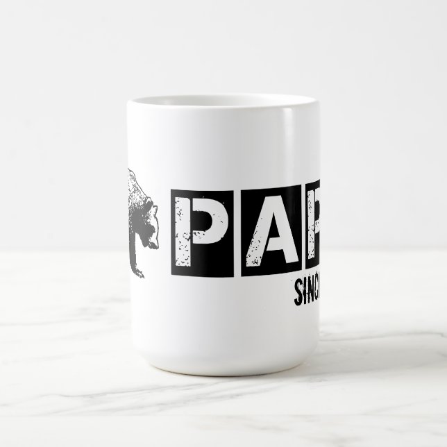 Caneca De Café Papai Urso Grunge Desde 2014, Preto (Centro)