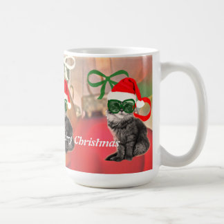 Caneca De Café Papais noeis adoráveis com chapéu de santa